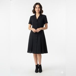 Warren Petites Chic Black Button-Up Mini Dress Sz 4